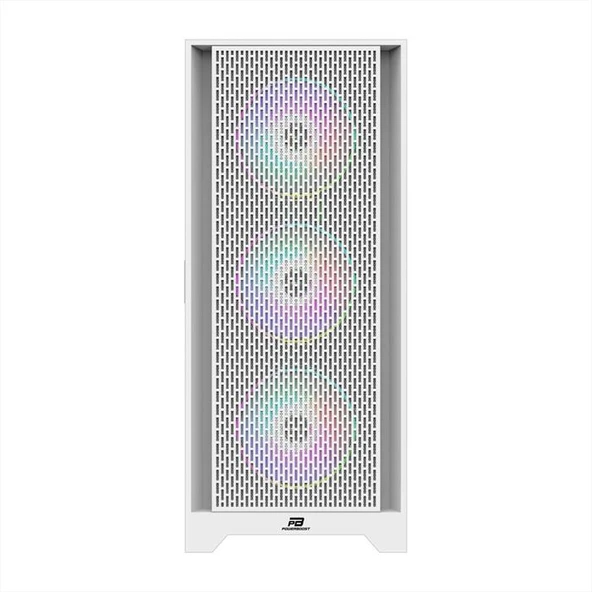 PowerBoost PB-P1601BW USB 3.0 Mesh ARGB Fanlı Gaming Beyaz Kasa (PSU Yok) E16 White ürün görseli 1