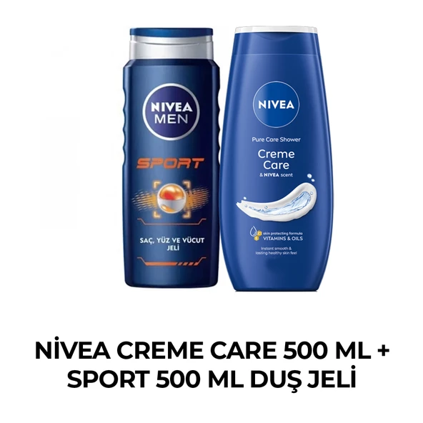 Nivea Creme Care 500ml + Sport 500ml Duş jeli ürün görseli