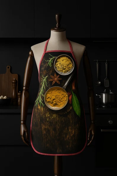 Dijital Baskılı Su Sıvı Geçirmez Leke Tutmaz Mutfak Önlüğü - Resim 3