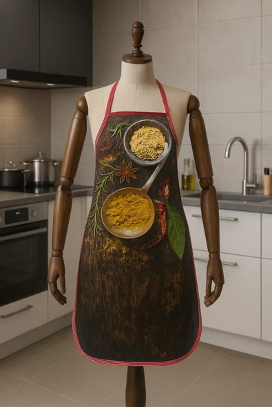 Dijital Baskılı Su Sıvı Geçirmez Leke Tutmaz Mutfak Önlüğü - Resim 2