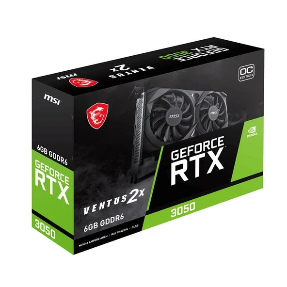 MSI 6GB GEFORCE RTX 3050 VENTUS 2X E 6G OC GDDR6 96Bit PCIE 4.0 X8 2xHDMI 1xDP ürün görseli 1