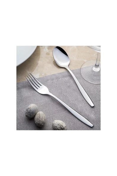 Nehir Sahra Sade 60 Parça Çatal Kaşık Takımı - Resim 4