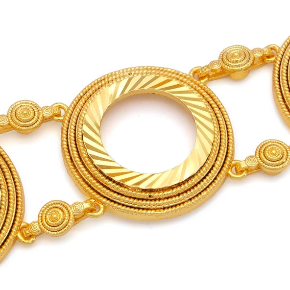 Altın Kaplama İmitasyon Desenli Üç Çeyrekli Çerçeve Bileklik BLK-1192 - Resim 2