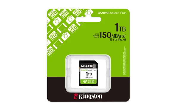 Kingston SDS3-1TB 1TB SDXC Canvas Select Plus Gen3 150MB-s C10 UHS-I U3 V30 Hafıza Kartı ürün görseli 1