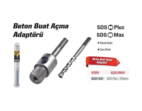 Sgs Beton Panç Açma Adaptörü Sds Plus 250Mm Sgs1581 - Resim 2