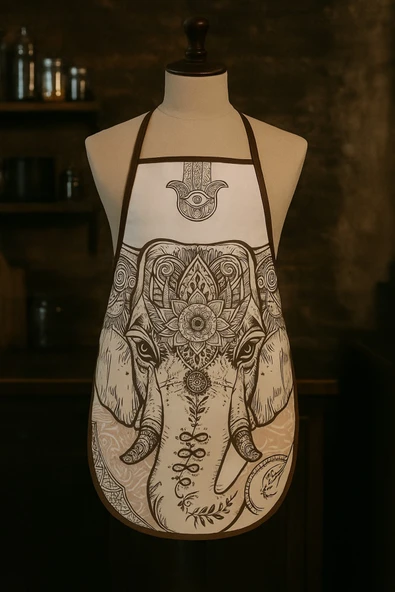 Dijital Baskılı Su Sıvı Geçirmez Leke Tutmaz Mutfak Önlüğü Elephant ürün görseli