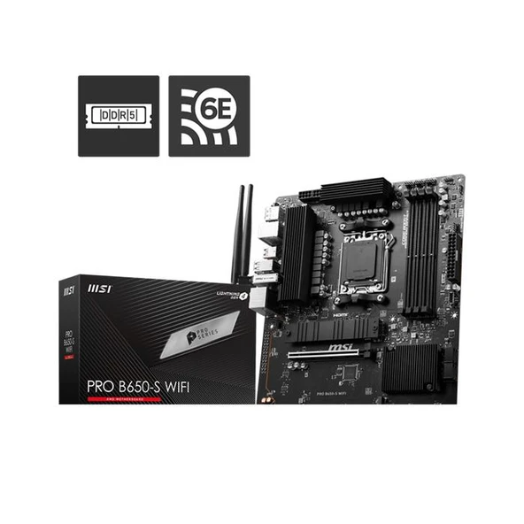 Msı Pro B650-S Wıfı Ddr5 7200(Oc)Mhz Hdmı Dp M.2 Atx Am5 - Resim 2