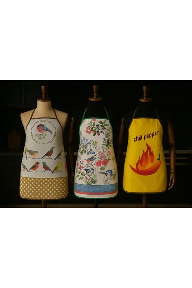 3'LÜ AVANTAJLI MUTFAK ÖNLÜĞÜ SIVI GEÇİRMEZ DİJİTAL BASKILI ÖNLÜK - Resim 2