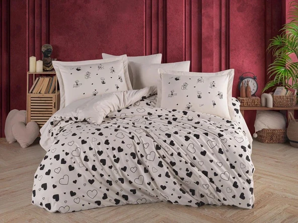 Hobby Çift Kişilik Poplin Nevresim Venüs Siyah ürün görseli 1