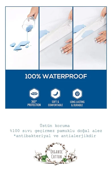Sıvı Geçirmez Pamuklu Lastikli Alez 160x200 - Resim 4