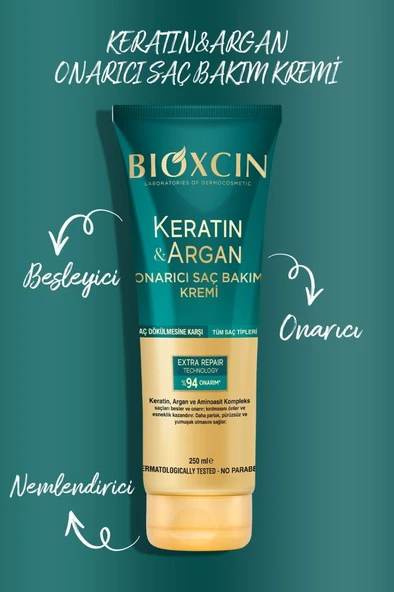 Bioxcin Keratin Argan Onarıcı Saç Bakım Kremi 250 ml Yıpranmış Ve Hasar Görmüş Saçlar - Resim 4