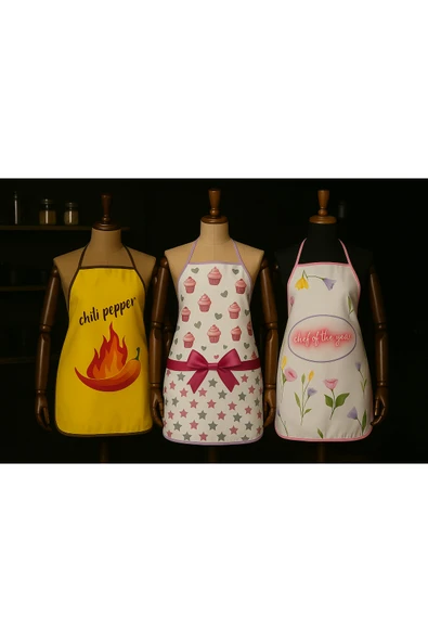 3'LÜ AVANTAJLI MUTFAK ÖNLÜĞÜ SIVI GEÇİRMEZ DİJİTAL BASKILI ÖNLÜK - Resim 2