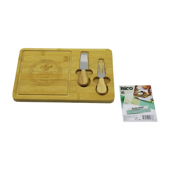 BIÇAK SAĞ AHŞAP BAMBU KAHVALTI PEYNİR SUNUM PANO 2PEYNİR BIÇAK=AHŞAP SAPLI19X29X1.5CM (5284) ürün görseli