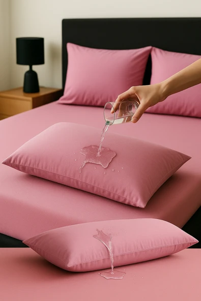 2'li Fermuarlı Sıvı Geçirmez Yastık Alezi Yastık Koruyucu - Resim 3