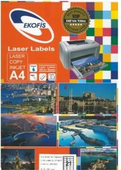 Ekofis Lazer Etiket 63.5 x 38.1 (2100) Oval Aralıksız ürün görseli 1