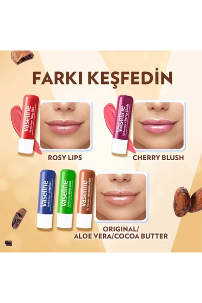 Vaseline Lip Therapy Dudak Bakım Kremi Cocoa Butter 4.8 gr X2 - Resim 7