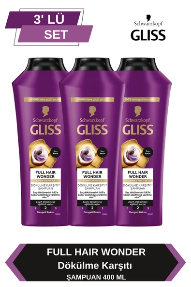 Gliss Full Hair Wonder Dökülme Karşıtı Şampuan 400 mlx3 Adet ürün görseli