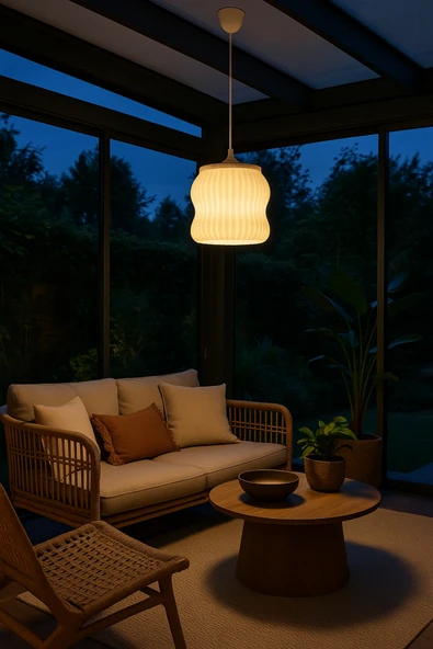 PAMUK'S DESİGN Dekoratif Avize Ice Serisi Ev Ofis Veranda Mutfak Çap 20 Cm ( Büyük Boy ) - Resim 5