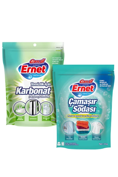 Ernet Temizlik Için Karbonat 1500 G ve Çamaşır Sodası 2 Kg ürün görseli