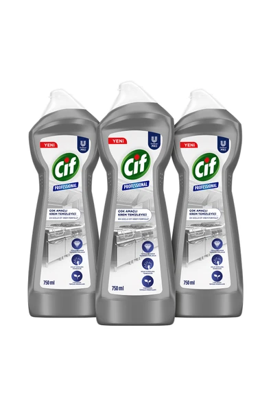 Cif Profesyonel Çok Amaçlı Krem Temizleyici 750 ml X3 - Resim 2