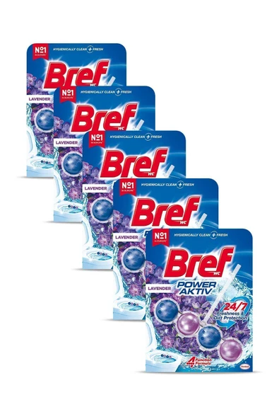 Bref Power Aktiv Katı Tuvalet Bloğu 5 Adet Lavanta Tekli (5'Lİ SET) - Resim 2