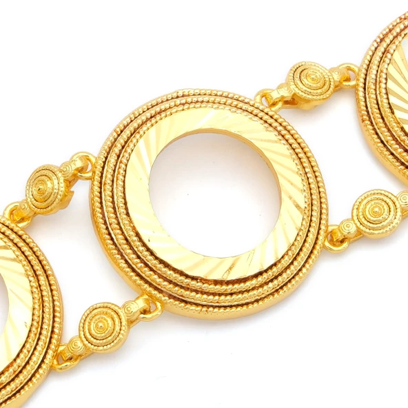 Altın Kaplama İmitasyon Desenli Beş Çeyrekli Çerçeveli Bileklik BLK-1188 - Resim 2