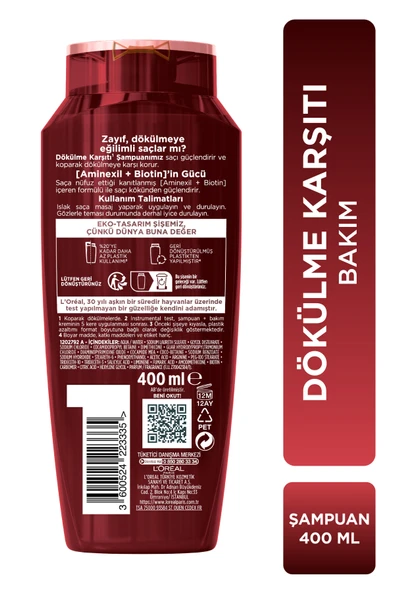 ELSEVE 3'lü L'Oréal Paris Elseve Komple Direnç Dökülme Karşıtı Bakım Şampuanı 400 ml - Resim 8