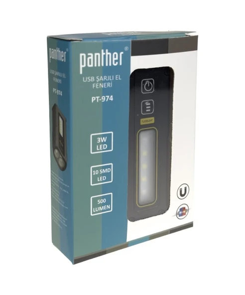 PANTHER USB ŞARZJLI EL FENERİ PT-974 - Resim 2
