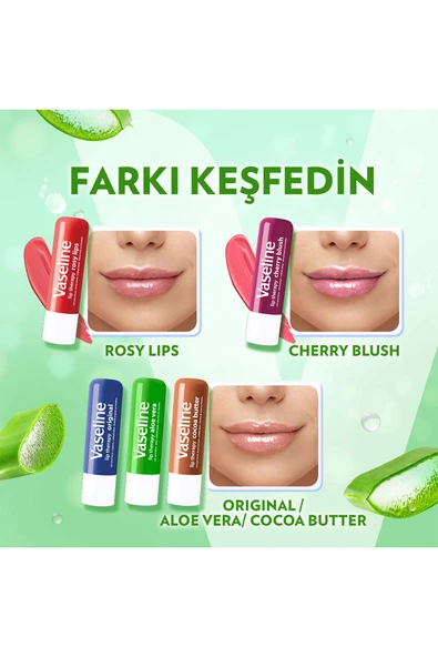 Vaseline Lip Therapy Dudak Bakım Kremi Aloe Vera 4.8 gr X2 - Resim 7