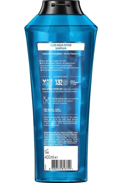 Gliss Aqua Revive  Yeniden Yapılandırıcı Şampuan 400 ml X 3 Adet - Resim 4