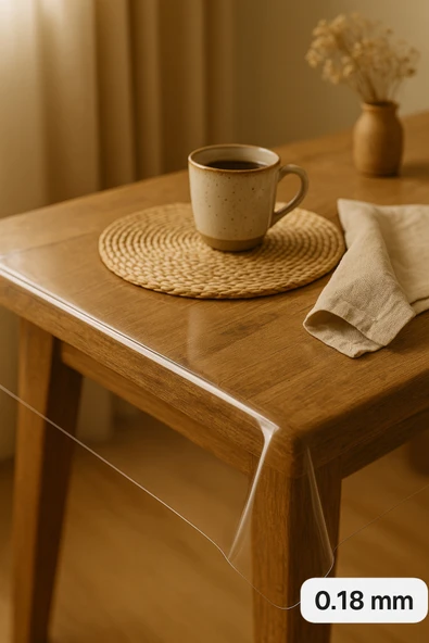 PAMUK'S DESİGN Pvc Şeffaf Kalın Masa Örtüsü Kaymaz Taban, Tüm Ebatlar 180 Micron 0,18 mm ürün görseli