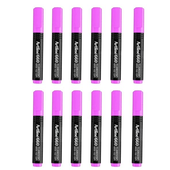 Artlirne Fosforlu Kalem Kesik Uç Neon Renkler Mor 12 Adet ürün görseli 1