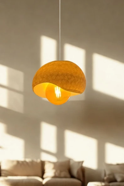 PAMUK'S DESİGN Rustik İskandinav Serisi Beton Görünümlü Sarkıt Çevre Dostu Avize( Rustik Ampul Hediyeli) - Resim 2