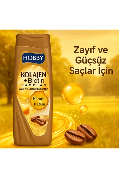 Hobby HOOBY ZAYIF VE GÜÇSÜZ İÇİN ŞAMPUAN KOLAJEN&KERATİN&KAFEİN 480 ML ürün görseli