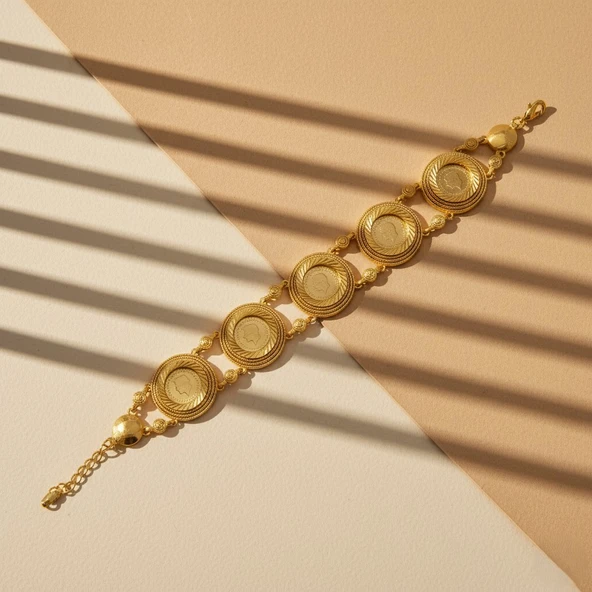 Altın Kaplama İmitasyon Desenli Beş Çeyrek Altınlı Bileklik BLK-1189 - Resim 4