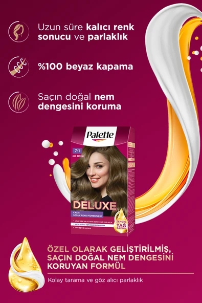 Palette Deluxe 7-1 Küllü Kumral Zengin Yağ Bakımı Kit Saç Boyası Bakım Maskesi - Resim 4