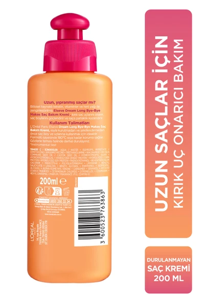ELSEVE L'oréal Paris Dream Long Bye-bye Makas Saç Bakım Kremi 200 ml - Resim 6