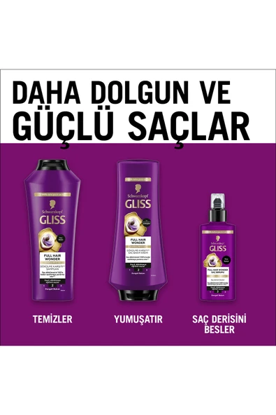 Gliss Full Hair Wonder Dökülme Karşıtı Sıvı Saç Kremi 200 mlx3 Adet - Resim 8