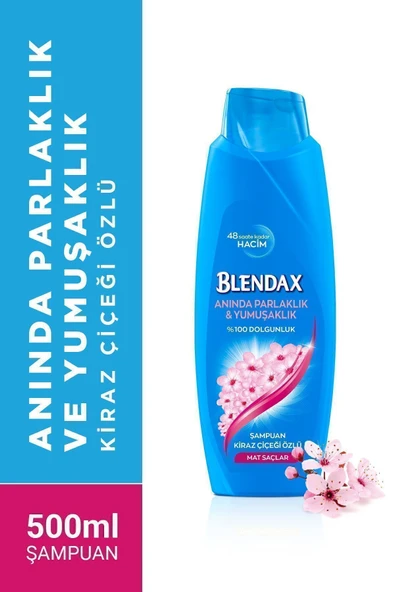 Blendax Anında Parlaklık ve Yumuşaklık Kiraz Çiçeği Özlü 500 ml x4 Şampuan Seti - Resim 2