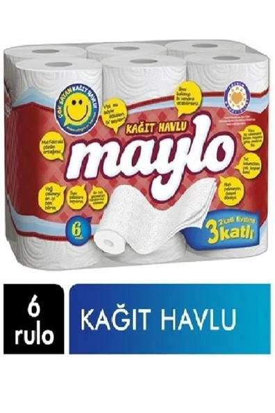 Maylo Kağıt Havlu 3 Katlı 6 Rulo ürün görseli