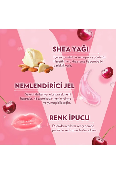 Vaseline Lip Therapy Dudak Bakım Kremi Cherry Blush 4.8 gr X2 - Resim 4
