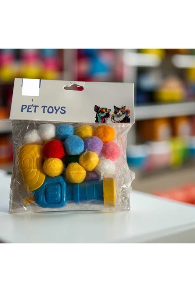 Toy Evcil Hayvan Ponpon Top Fırlatan Tabanca - Resim 3