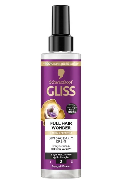 Gliss Full Hair Wonder Kafein & Peptit Saç Dökülme Karşıtı Saç Bakım Kremi 200ml Dökümeye Eğilimli Saçlar - Resim 8