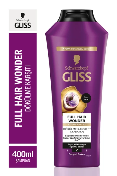 Gliss Full Hair Wonder Dökülme Karşıtı Şampuan 400 mlx3 Adet - Resim 2
