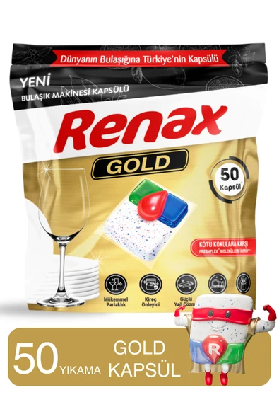 RENAX Gold Bulaşık Makinesi Kapsülü Hepsi Bir Arada 50 Li ürün görseli