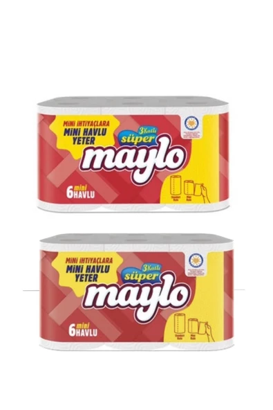 Maylo MİNİ KAĞIT HAVLU 3 KATLI 6'LI 2 PAKET 2*6=12 RULO ürün görseli
