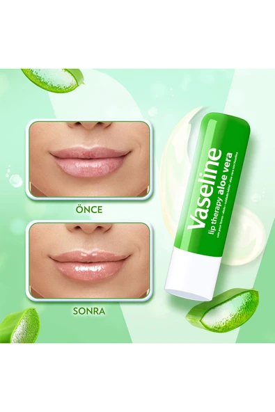 Vaseline Lip Therapy Dudak Bakım Kremi Aloe Vera 4.8 gr X2 - Resim 6