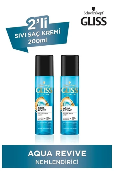 Gliss Aqua Revive Hyaluron Ve Deniz Yosunu Içeren Nemlendirici Sıvı Saç Kremi 200 ml X 2 Adet - Resim 2