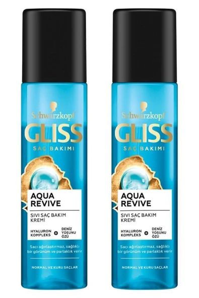 Gliss Aqua Revive Hyaluron Ve Deniz Yosunu Içeren Nemlendirici Sıvı Saç Kremi 200 ml X 2 Adet - Resim 3
