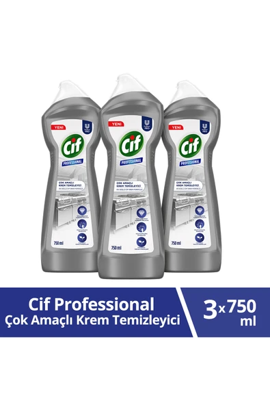 Cif Profesyonel Çok Amaçlı Krem Temizleyici 750 ml X3 ürün görseli